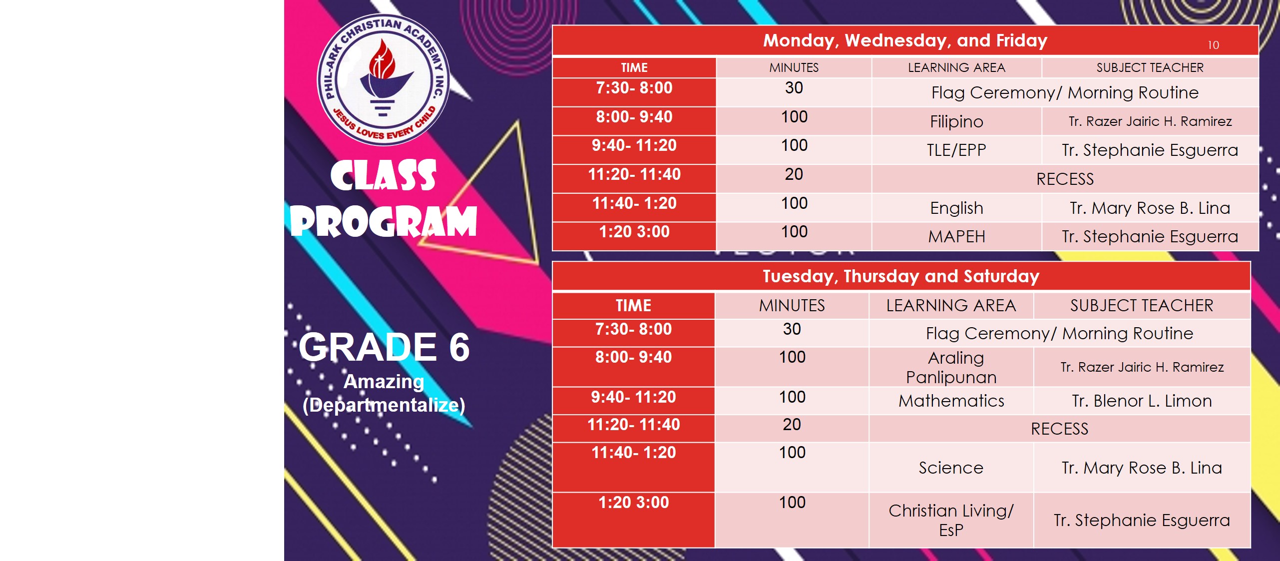 Grade 6-Class Program